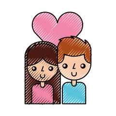 couple with heart love vector illustration design
