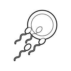 Fertilizing sperm with female symbol vector illustration design