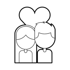 couple with heart love vector illustration design