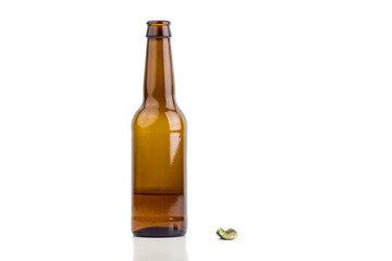 Opened Beer Bottle Isolated On White Background