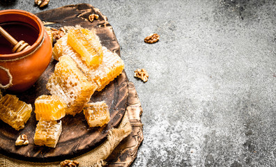 Fresh honey with nuts.