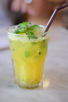 Ice fresh passion fruit with mint
