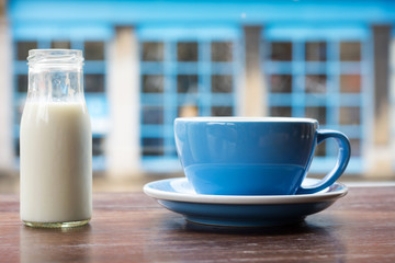 Cup of tea or coffee and milk