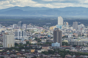 Entrance to view of urban city by cable car, Hatyai, southern, Thailand.