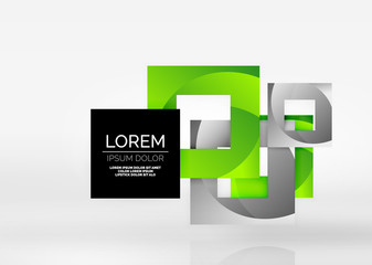 Squares geometric shapes in light grey 3d space