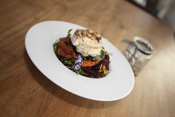 Excellent lunch - garden salad with grilled cheese and nuts