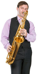 Obraz premium Man playing on a saxophone
