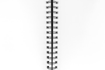 sketchbook with textured paper. blank spiral notepad with white pages. 