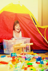 4 years child playing with toys