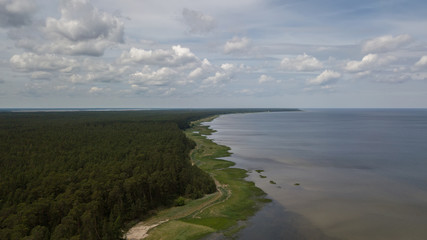 Engure Latvia Aerial view of countryside drone top view