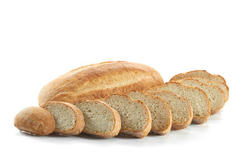 Close up of white bread isolated on white sliced loaf nutrition bakery food concept.