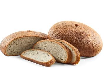 Close up of sliced delicious fresh bread isolated on white food nutrition natural organic meal breakfast concept. 