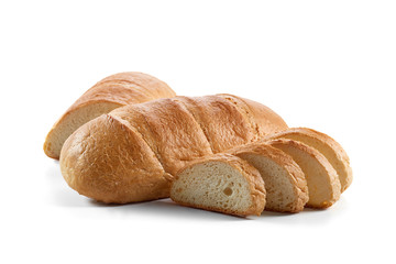 Close up of sliced white bread isolated on white food nutrition natural eating concept. 