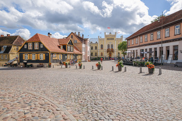 Old city center at Kuldiga, Latvia. It's history building.