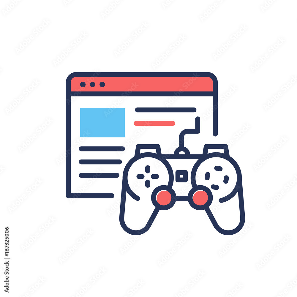 Aufkleber browser games - modern single vector line design icon.