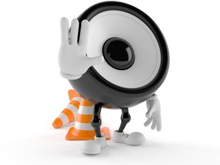 Speaker character with traffic cone