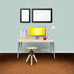 Workplace room. Vector illustration of modern office. Stylish and modern interior.