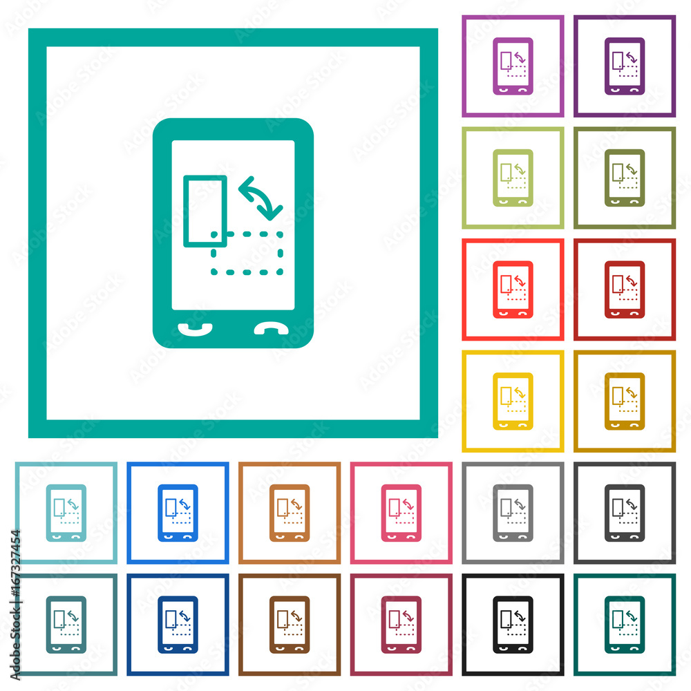 Poster mobile gyrosensor flat color icons with quadrant frames