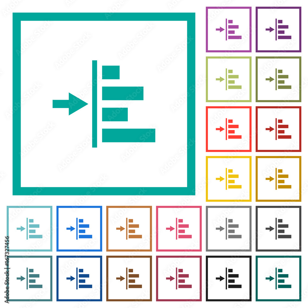 Poster increase left indentation of content flat color icons with quadrant frames