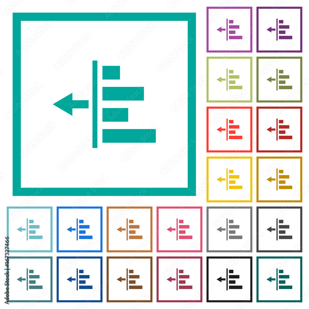 Poster decrease left indentation of content flat color icons with quadrant frames