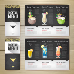Flat Cocktail menu concept design. Corporate identity. Document template