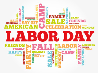 Labor Day word cloud collage, holiday concept background