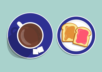 Vector. Breakfast on the table, good morning concept.