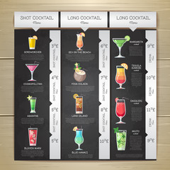 Chalk drawing flat cocktail menu design. Corporate identity
