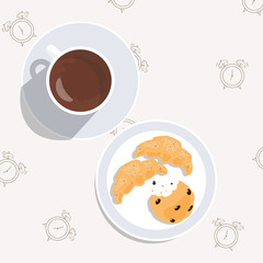 Vector. Breakfast on the table, good morning concept.
