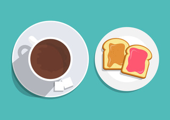 Vector. Breakfast on the table, good morning concept.