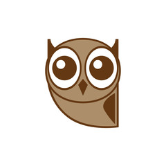 Owl icon, brown. Abstract concept. Flat design. Vector illustration on white background.
