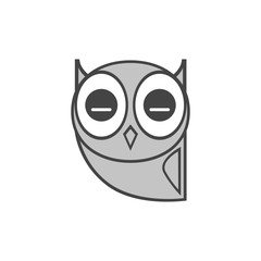 Sleeping gray owl, icon. Abstract concept. Flat design. Vector illustration on white background.