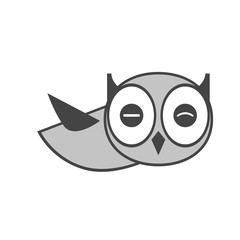 Owl icon, gray. Abstract concept. Flat design. Vector illustration on white background.