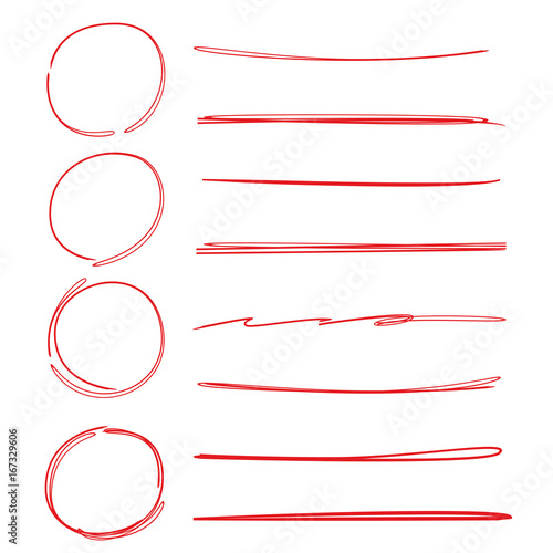 red circle and underline markers stock image and royalty free