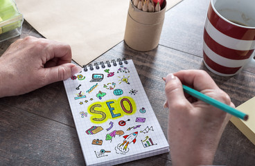 Seo concept on a notepad