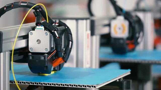 Industrial 3D Printing.The printer prints a 3D prototype parts modeled on the computer. Layer-by-layer to create the sample of composite material.