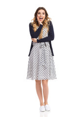 Surprised Beautiful Young Woman Shouting