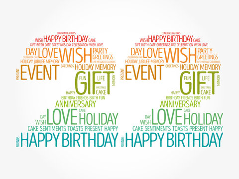 Happy 22nd birthday word cloud collage concept
