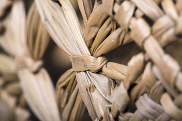  Straw hat texture close-up. Macro photography