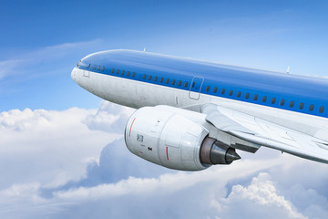 Naklejka na ściany i meble Airliner in sky. Mixed media