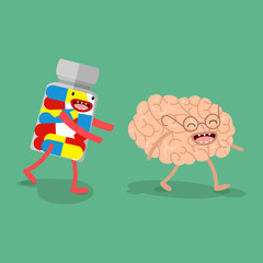 Vector. Cartoon human organs, which runs the medicine. The concept of health and medicine, a healthy lifestyle.