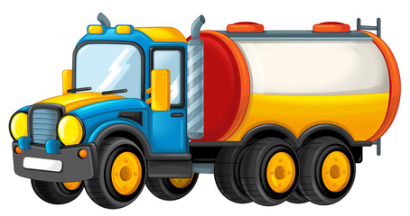Cartoon happy and funny cistern truck - illustration for children 