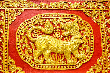 sing line thai pattern and temple Thai sculpture
