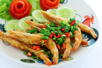 Stir-fried Shrimp with chill and salt.