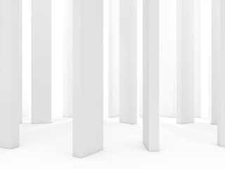 White columns isolated on white background