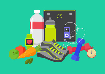 Healthy, sport, fitness, lifestyle design, vector illustration, graphic