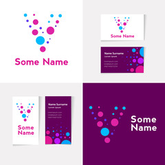 Creative Letter V design vector template on The Business Card Template. Abstract Colorful Alphabet .Friendly funny.ABC Typeface.Type Characters Logotype symbols.Abstract Colorful Alphabet.