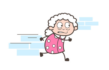 Cartoon Scared Grandmother Running Vector Concept