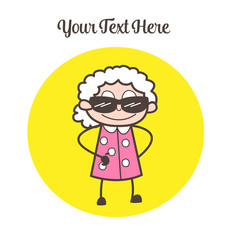 Cartoon Fashionable Granny with Sunglasses Vector Illustration