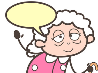Cartoon Grandma Saying a Message Vector Illustration